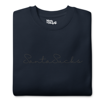 Santa Sucks Premium Unisex Sweatshirt - Black Print Edition