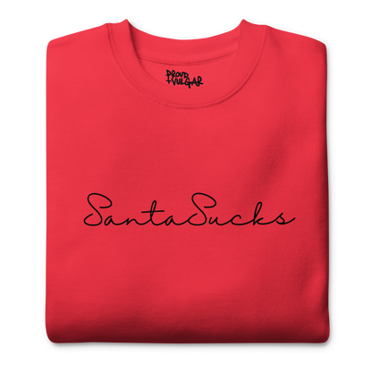Santa Sucks Premium Unisex Sweatshirt - Black Print Edition